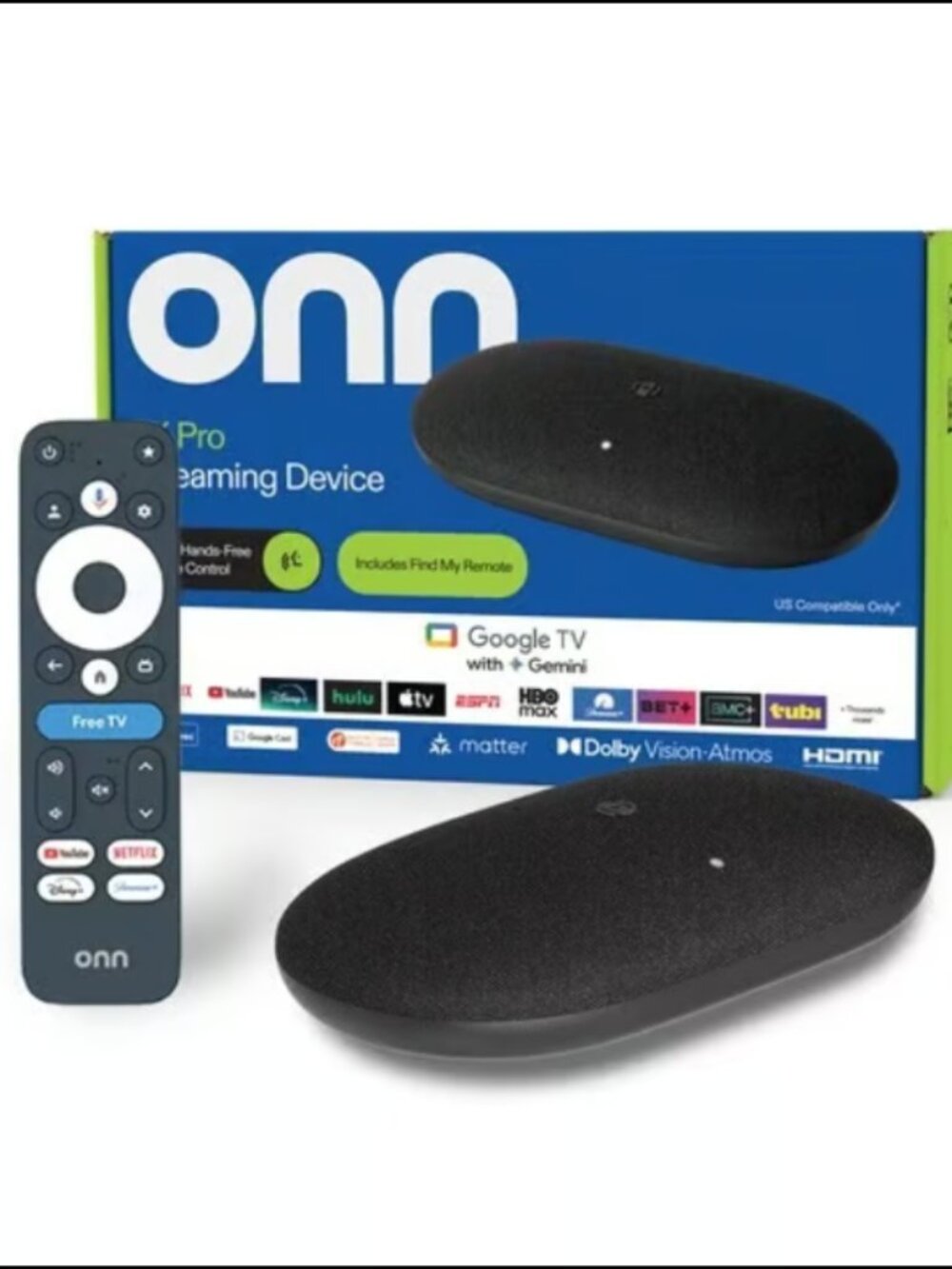 onn 4K Pro Streaming Device Google TV 32GB 3GB RAM Dolby Vision Atmos